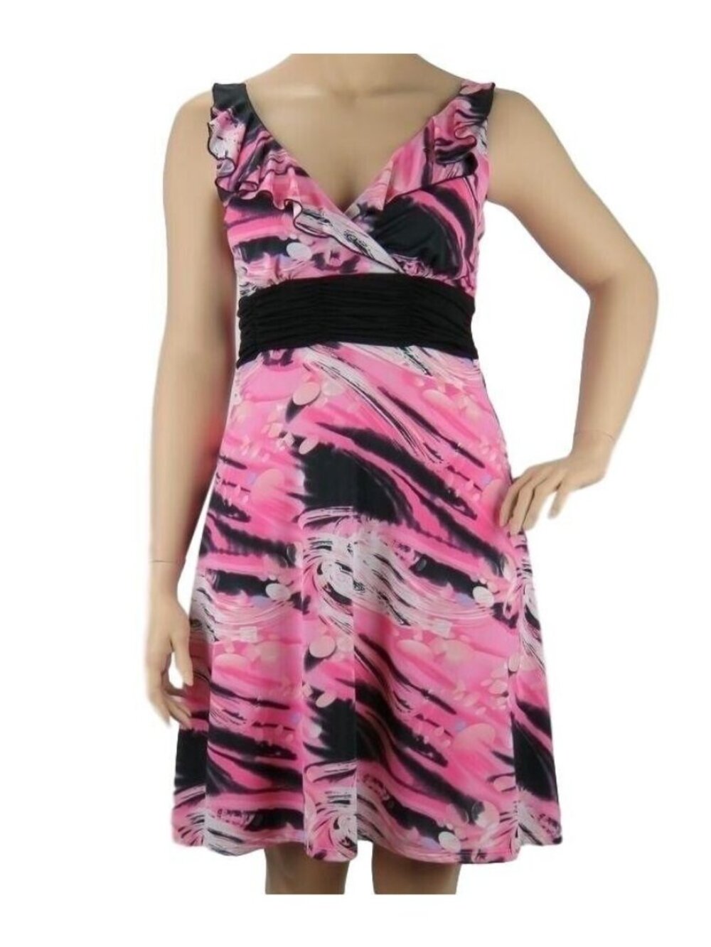 Dana Point Womens Sleeveless V-Neck Dress Size XL Pink Black